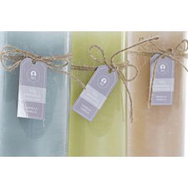 DKD Home Decor Vela de Cera Básicos Marrón para Decoración del Hogar, 80 Horas, 6.5x6.5x15 cm (Pack 12 Unidades)