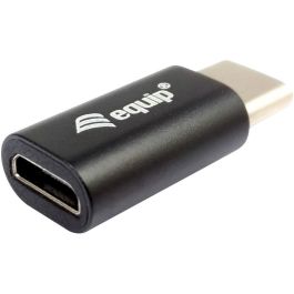 Equip Adaptador USB Tipo C a Micro-USB 133472 para Carga y Sincronización de Dispositivos Móviles Color Negro