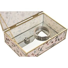 DKD Home Decor Joyero Shabby Beige Verde Cristal Metal 21 x 14 x 6 cm (4 Unidades)