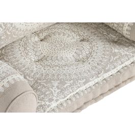 DKD Home Decor Sillon Rajna de Algodón Beige Blanco - Set de 4 - Ancho 90cm x Fondo 56cm x Alto 55cm - Asiento 16 cm