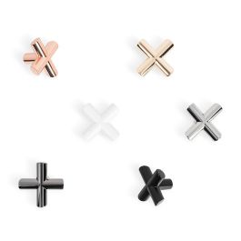 Viefe Pomo Equis de Zamak 40x40 mm en Cromo, Latonado, Negro, Blanco Mate, Negro Mate, Cobre para Muebles