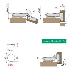 Bisagra Tigra Ø35 Push Slide-On Codo Acodado Herrajes Alk Bisagra Tigra Ø35 Push Slide-On Codo Acodado Herrajes Alk