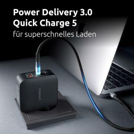 Cargador de Pared INTENSO GaN W100ACC Negro 100 W