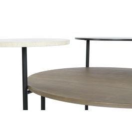 DKD Home Decor Mesa Centro Moderna Negro Marrón Marfil Metal MDF Mármol 90 x 118 x 61 cm Desmontable