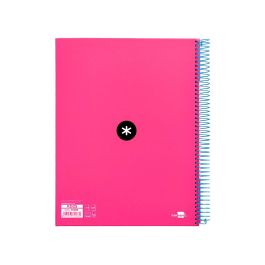 Cuaderno Espiral A4 Micro Antartik Tapa Forrada 120H 90 gr Cuadro 5 mm 5 Bandas 4 Taladros Color Rosa