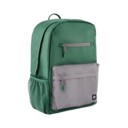 HP Mochila Campus Verde, Extra Segura con Cremallera Bloqueable y Bolsillo Acolchado para Portátil, Materiales Resistentes a la Lluvia