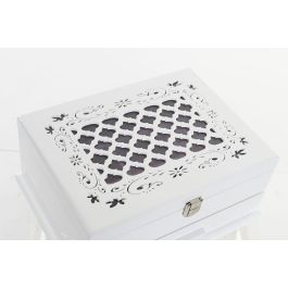 DKD Home Decor Joyero Romántico MDF y Cristal Blanco Lila 25.5x19.5x11 cm Colección Melocotón in Love (2 Unidades)