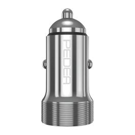PEDEA 60040110 Cargador de Coche 20W USB-C PD (12V/24V) - Cargador Rápido con Puerto USB-C y USB-A Plata