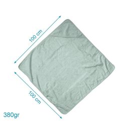 KioKids Toalla de Baño Bebé 100% Bambú con Capucha Sage 100x100 cm - Hipoalergénica Oekotex Standard 100