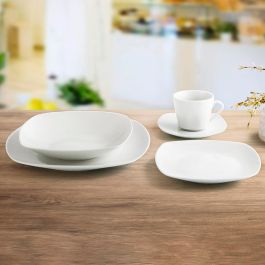 Quid Plato Hondo Novo Vinci Porcelana 20,5 cm (6 Unidades) Blanco Apilable, Apto Lavavajillas y Microondas