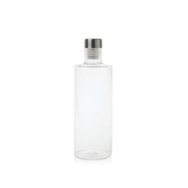 Andrea House Botella de Vidrio Transparente 1 Litro con Tapón de Acero Inoxidable Antigoteo Ø 8 x 29 cm