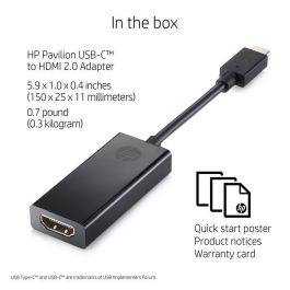 HP Adaptador USB-C a HDMI 2.0 para Conectar tu Portátil o Tablet a Pantallas, Televisores y Proyectores hasta 4K