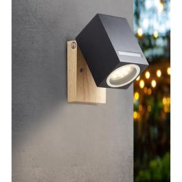 Brilliant GALENI Aplique de exterior negro/color natural, metal/vidrio, GU10 1x20W IP44 Brilliant GALENI Aplique de exterior negro/color natural, metal/vidrio, GU10 1x20W IP44