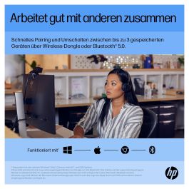 HP Ratón Inalámbrico Recargable 710, Ambidextro, RF Wireless + Bluetooth, 3000 DPI, 7 Botones, Negro