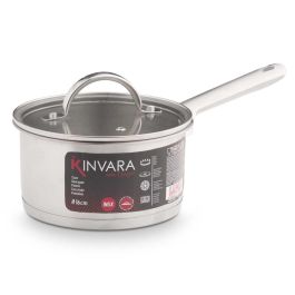 Cazo inducción Kinvara 16 cm con tapa de cristal, acero inoxidable, 1 litro (8 Unidades) Cazo inducción Kinvara 16 cm con tapa de cristal, acero inoxidable, 1 litro (8 Unidades)