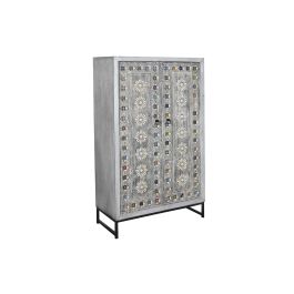 DKD Home Decor Armario Estilo Indio de Mango Hecho a Mano Blanco Gris Multicolor 2 Puertas 2 Estanterías 90x38x150 cm Precio: 784.49999947. SKU: S3040415