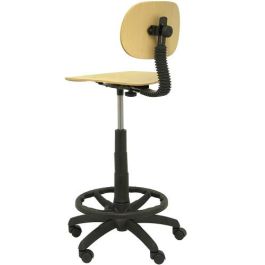 Piqueras y Crespo Taburete de Trabajo Ergonómico T32, Madera Haya, Giratorio, Regulable en Altura, con Reposapiés Cromado