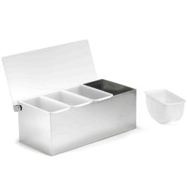 TABLECRAFT - 1603 - Dispensador de condimentos con tapa. 4 botecitos x 0,5 Litros/bote - 29,8 x 14 x 11,4 cm - Acero inoxidable Precio: 58.68999972. SKU: B1AVMYP5AA