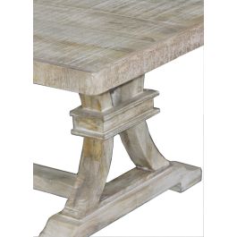 DKD Home Decor Mesa Centro Toscana Blanco Natural Madera Maciza 150 x 70 x 50 cm
