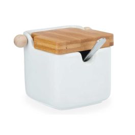 Azucarero de Cerámica Blanco con Tapa de Bambú Vessia 10.8x7.5x8 cm (6 Unidades) Azucarero de Cerámica Blanco con Tapa de Bambú Vessia 10.8x7.5x8 cm (6 Unidades)
