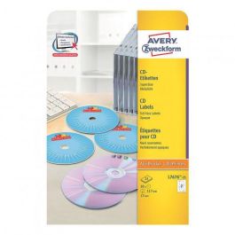 Avery L7676-25 Paquete 25 Hojas (50 Etiquetas) para CD/DVD Full-Face No Touch Blancas, Impresoras Láser, 117 mm Diámetro Precio: 28.49999999. SKU: B1FBCX7773
