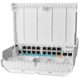 MikroTik 16P+2 CRS318-1Fi-15Fr-2S-OUT Switch Cloud Router Gestionable PoE Exterior con 16 Puertos Fast Ethernet y 2 SFP