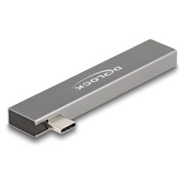 DeLOCK Concentrador USB 3 Port Slim USB Hub con USB Type-C a 1 x USB-C 5 Gbps + 2 x USB-A 5 Gbps, USB 3.2 Gen 1, Gris Metal, Plug and Play