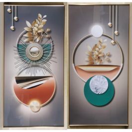 DKD Home Decor Cuadro Decorativo Abstracto Glam Beige Verde 160x80 cm Set de 2 Unidades de Aluminio Mdf Precio: 174.58848. SKU: S3028595