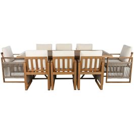 Conjunto de Mesa con Sillas Home ESPRIT Marrón Cuerda Madera de eucalipto 230 x 100 x 75 cm Conjunto de Mesa con Sillas Home ESPRIT Marrón Cuerda Madera de eucalipto 230 x 100 x 75 cm