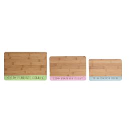 DKD Home Decor Tabla de Cortar Bambú Set de 3 Colores Azul, Verde y Rosa 33.5 x 22.4 x 1.2 cm