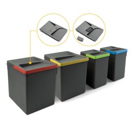 Emuca Contenedores para cajón de cocina Recycle con tapa anti olores, Altura 266, 2x15litros, 2x7litros, Plástico gris antracita Emuca Contenedores para cajón de cocina Recycle con tapa anti olores, Altura 266, 2x15litros, 2x7litros, Plástico gris antracita Precio: 50.94999998. SKU: B1FQ952Z3N