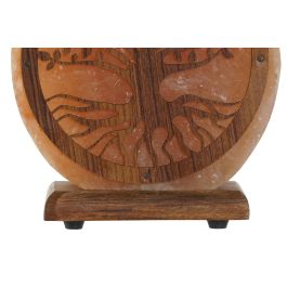 DKD Home Decor Lámpara de Sobremesa Sal del Himalaya y Acacia Árabe Árbol de la Vida Marrón Rosa 7x18x16 cm Bombilla E14 15W Incluida