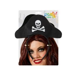 Diadema Pirata Negra Con Lazo Rojo Y Calavera Diadema Pirata Negra Con Lazo Rojo Y Calavera