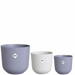 Elho 2941461990141 Juego de 3 Macetas Redondas Jazz - Lila y Blanco - Ø14, Ø16, Ø19 cm - 7 Litros