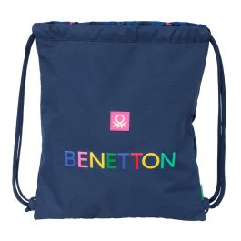 Bolsa Mochila con Cuerdas Benetton Damero Azul marino 35 x 40 x 1 cm