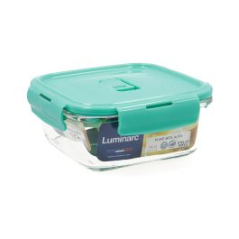 Recipiente Cuadrado Hermético Vidrio Turquesa Luminarc 76 cL (6 Unidades)