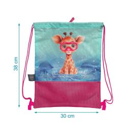 KioKids Bolsa de Playa y Mochila Transpirable Niños +0 meses Safari Fun Fucsia con Tela Perforada para Arena