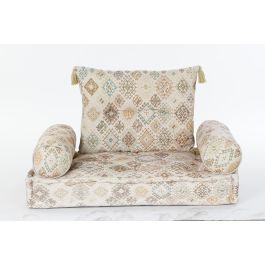 DKD Home Decor Sillón Set de 4 Algodón Beige Desgastado, Ancho 90 cm, Fondo 50 cm, Alto 55 cm, Asiento 11 cm