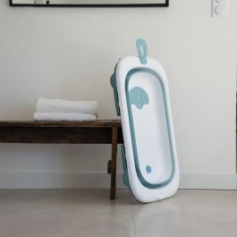 Thermobaby THE3023191486603 Bañera Plegable Balnéa Compacta con Tapón de Drenaje Azul para Bebés hasta 18 Meses