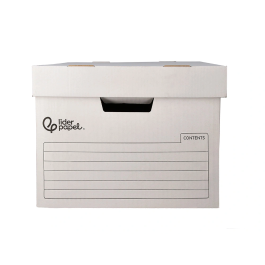 Liderpapel Cajón Contenedor de Archivo Kraft para 4 Cajas Folio o 5 Archivadores A-Z 430x383x265mm en Cartón Reciclado