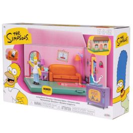 JAKKS PACIFIC Playset Diorama Sala de Estar Los Simpson con Sofá y Alfombra Interactivos para recrear escenas de la serie
