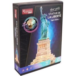 Explora EXP3301045400532 - Rompecabezas 3D iluminado Estatua de la Libertad - Juego de construcción 79 piezas - Edad 8+ años