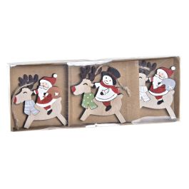 Decoracion Colgante Navidad Tradicional DKD Home Decor Rojo Natural 1.5 x 8 x 21.2 cm Set de 3