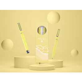 Belius Endless Summer Juego Boligrafo y Roller, Aluminio Amarillo y Plateado, Tinta Azul, Caja de Diseño