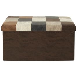 Home Deco Factory Banco-Puf Plegable Patchwork Estilo Industrial de Poliéster
