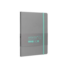 Cuaderno Con Gomilla Antartik Notes Tapa Blanda A5 Hojas Cuadricula Gris Y Turquesa 80 Hojas 80 gr Fsc