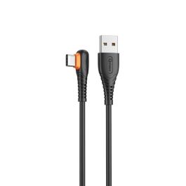 Qcharx Cable USB A a Tipo C en Codo 1m, Carga Rápida 3A, Transferencia de Datos, PVC Negro y Naranja Precio: 4.79000038. SKU: B1FST29M89