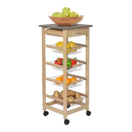 Inde Carrito Verdulero 4 Niveles con Cajón Moblekit 38 cm (Ancho) x 15.5 cm (Alto) x 76 cm (Largo)