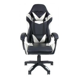 Edm Silla Gaming Ergonómica Negra y Blanca, Altura Regulable, Reclinable 90-135°, Soporte Lumbar, 150kg Máximo