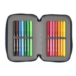 Plumier Doble Munich Flash Azul marino 12.5 x 19.5 x 4 cm (28 piezas)